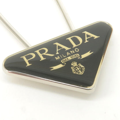 Prada Triangle Logo Key Charm Bag Accessory Black Silver M285