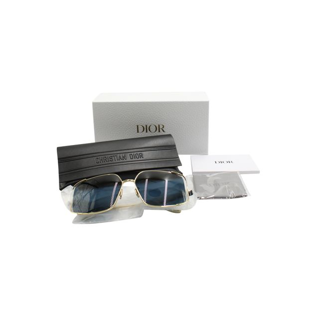 DIOR Blue And Gold Square Sunglasses