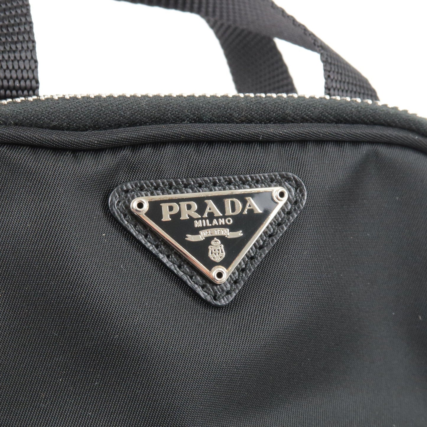 Prada Logo Nylon Leather Pouch Mini Bag Black 1N1346