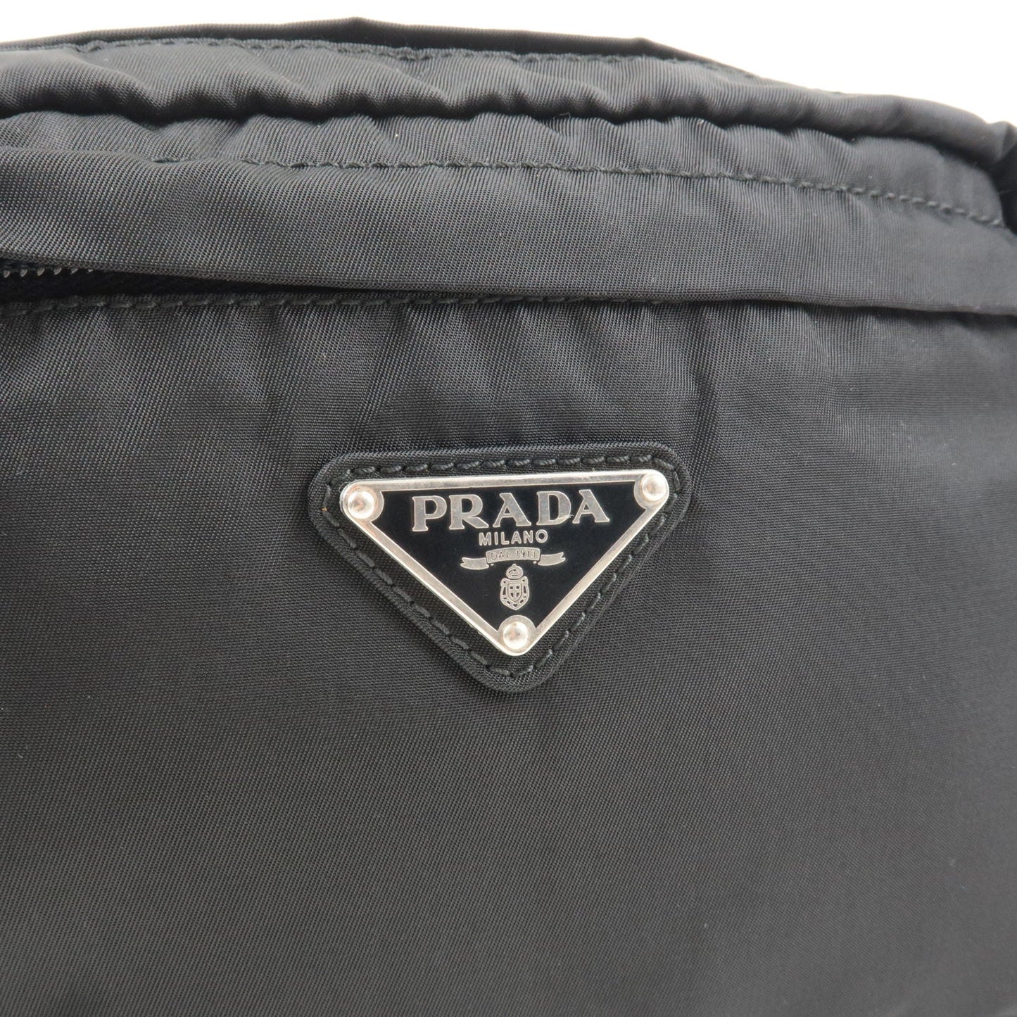 Prada Logo Nylon Leather Waist Bag Fanny Pack Black V210