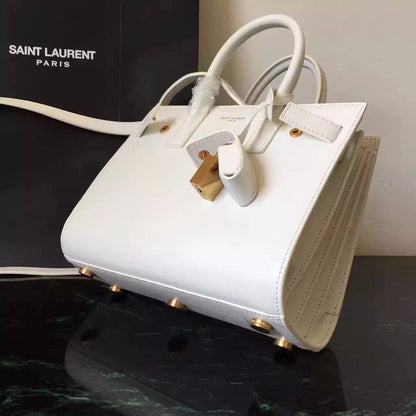 Yves Saint Laurent Nano Sac De Jour Bag In White Leather