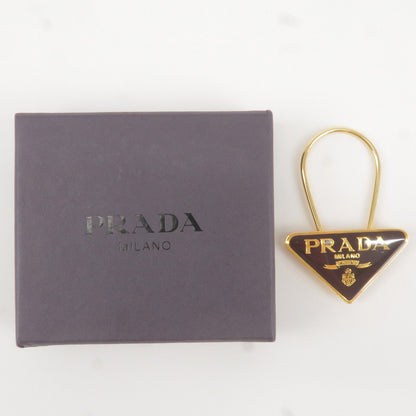 Prada Metal Triangle Logo Key Chain Bag Charm M285 Brown Gold