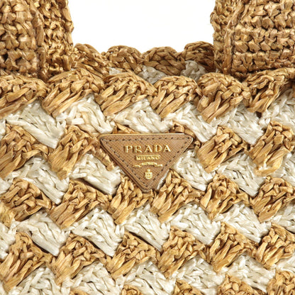 Prada Raffia Crochet Canapa Tote Bag Beige BN2303