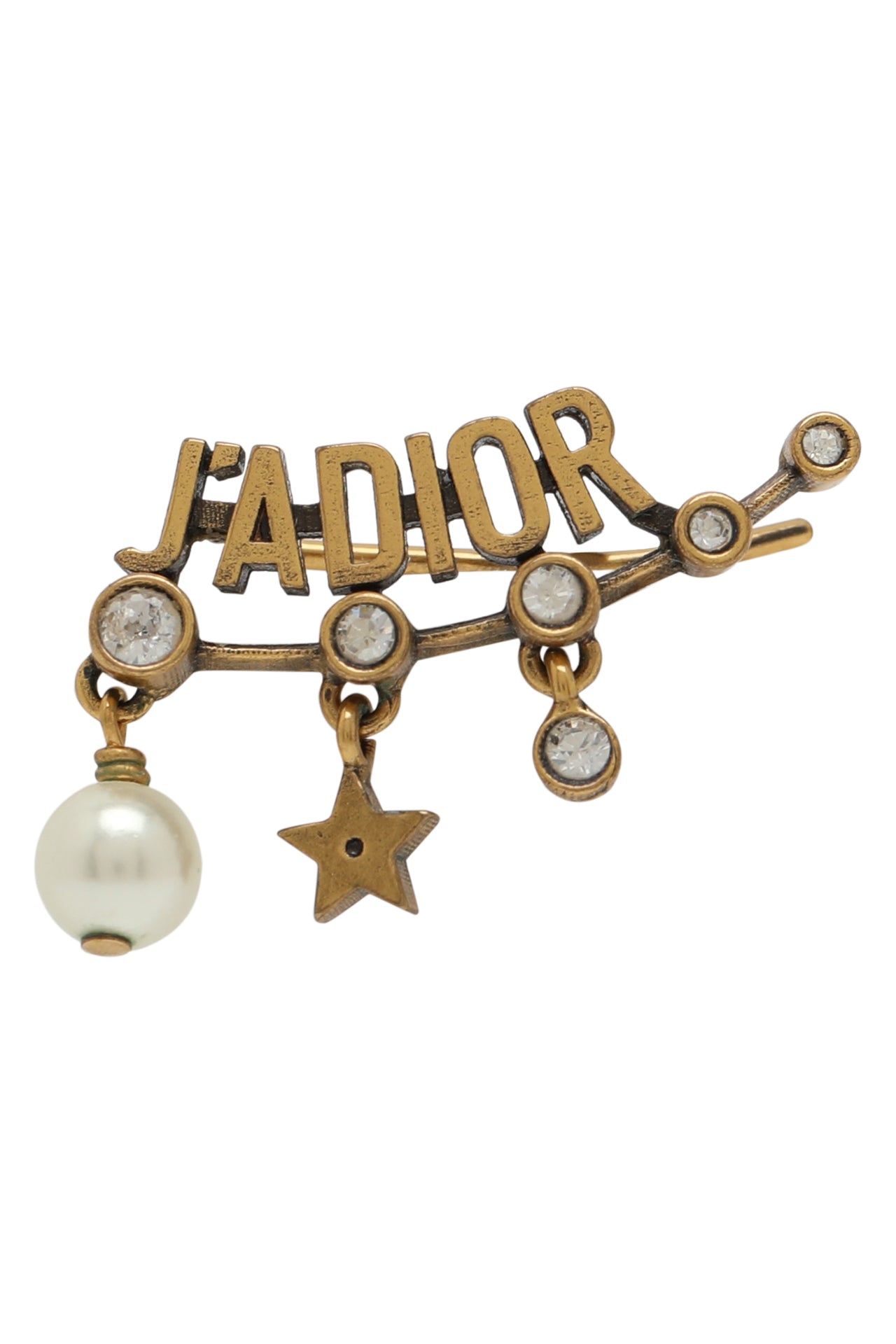 Dior Pearl Crystal J'Adior Earrings Aged Gold Tone