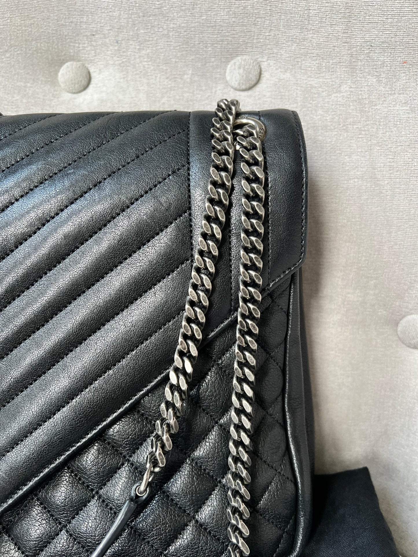 Yves Saint Laurent (YSL) Large Black Lambskin College