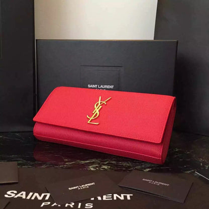 Yves Saint Laurent Red Classic Monogramme Clutch