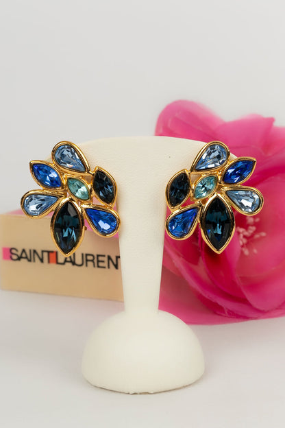 Boucles d'oreilles bleues Yves Saint Laurent