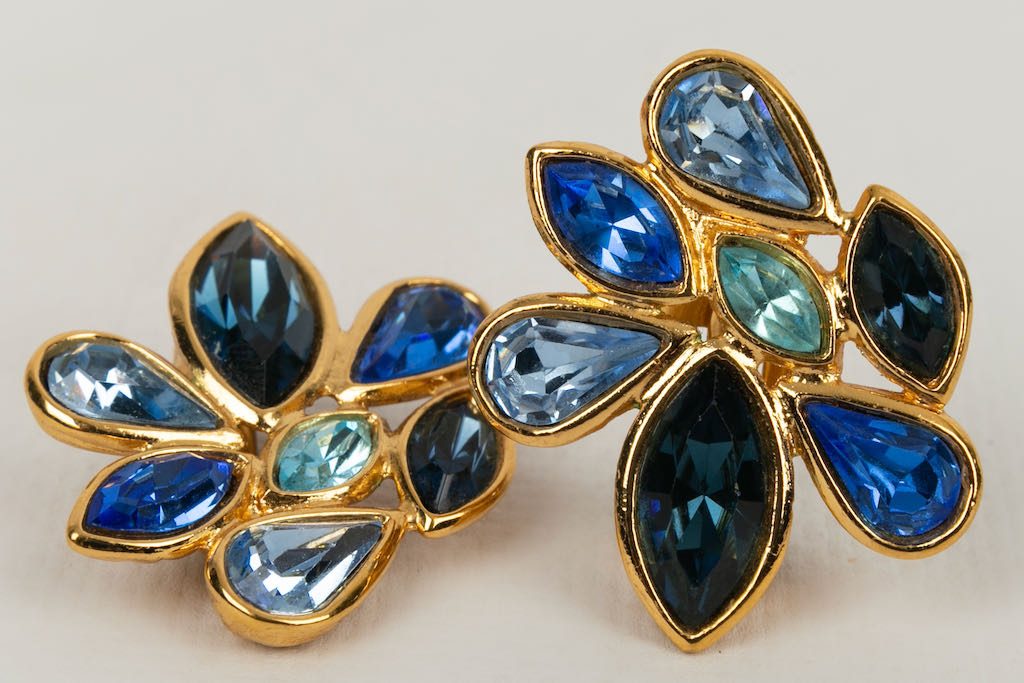 Boucles d'oreilles bleues Yves Saint Laurent