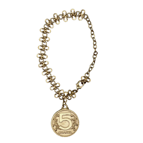 CHANEL - Vintage 03P Side Portrait '5' Medallion Chain Gold '' Bracelet