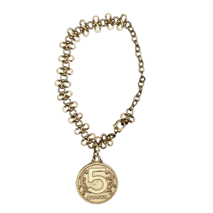 CHANEL - Vintage 03P Side Portrait '5' Medallion Chain Gold '' Bracelet