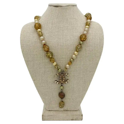 Chanel Vintage Rhinestone Beaded Pearl Necklace