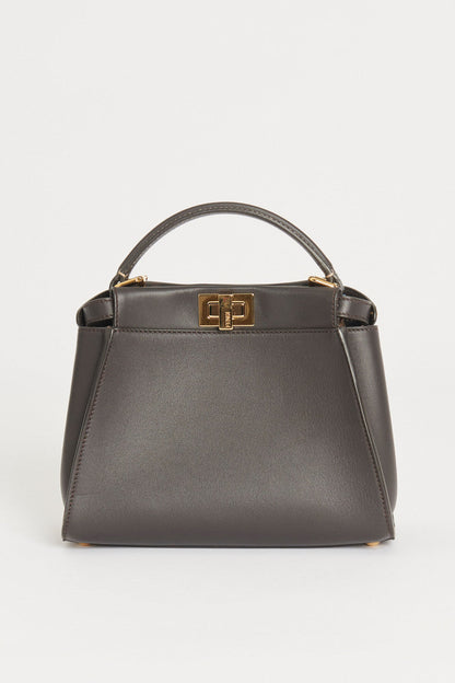 Brown Fendi Peekaboo Mini  Top Handle Bag