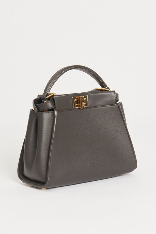 Brown Fendi Peekaboo Mini  Top Handle Bag