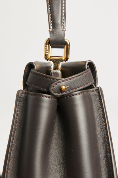 Brown Fendi Peekaboo Mini  Top Handle Bag