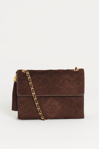 Brown Suede Tassel Chanel Crossbody  Bag