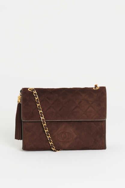 Brown Suede Tassel Chanel Crossbody  Bag