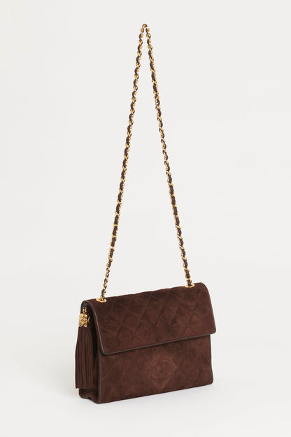 Brown Suede Tassel Chanel Crossbody  Bag