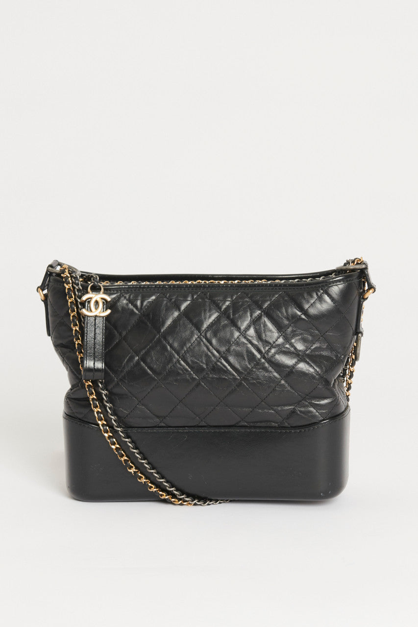 Black Leather Medium Chanel Gabrielle  Bag