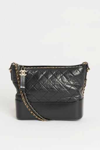 Black Leather Medium Chanel Gabrielle  Bag