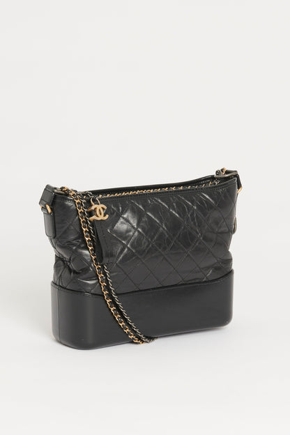 Black Leather Medium Chanel Gabrielle  Bag