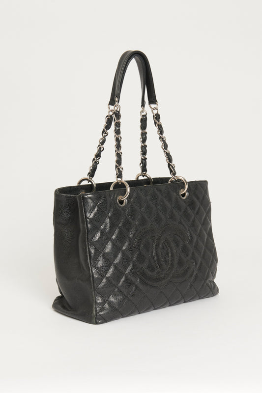 Black Caviar Leather Quilted  Chanel GST Bag