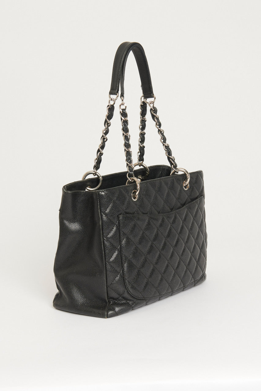 Black Caviar Leather Quilted  Chanel GST Bag