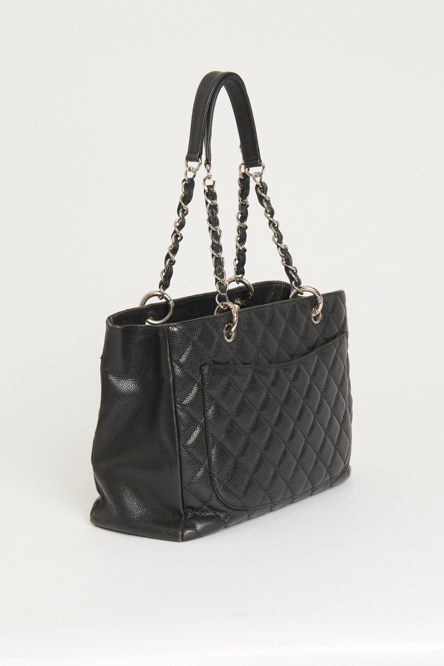 Black Caviar Leather Quilted  Chanel GST Bag