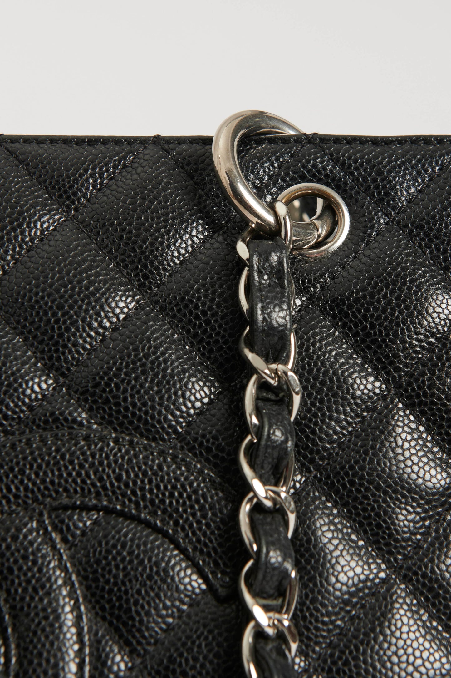 Black Caviar Leather Quilted  Chanel GST Bag