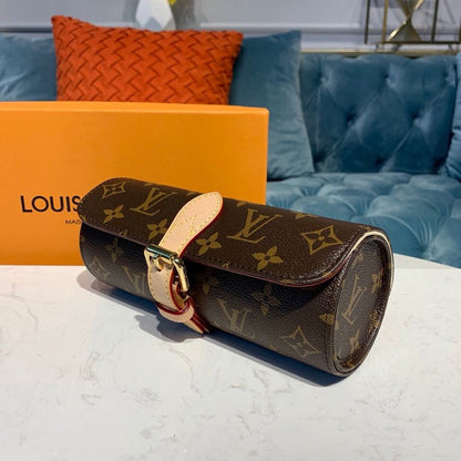 Louis Vuitton 3 Watch Case Monogram Canvas Travel Bags