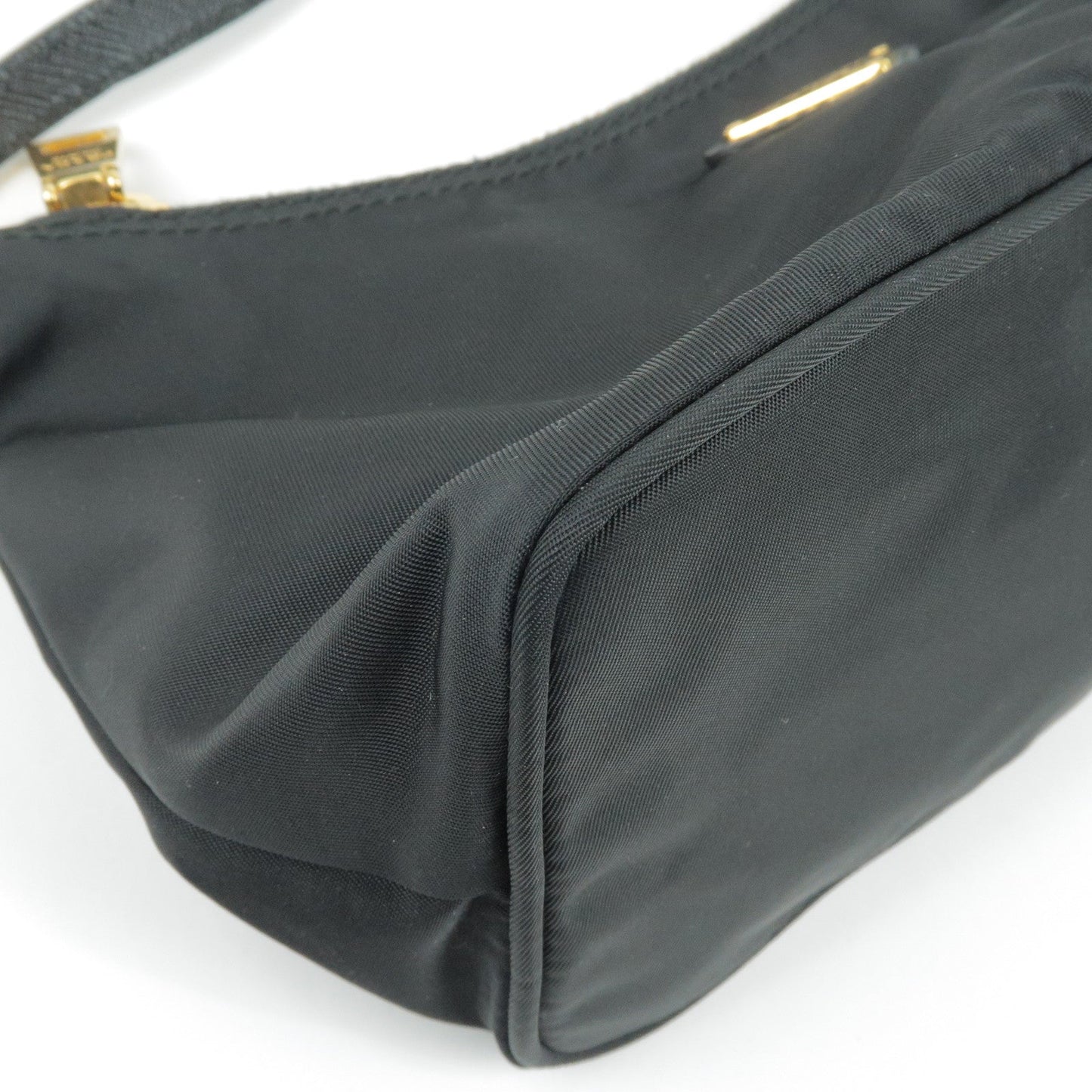 Prada Nylon Leather Hand Bag Pouch NERO Black 1N1413