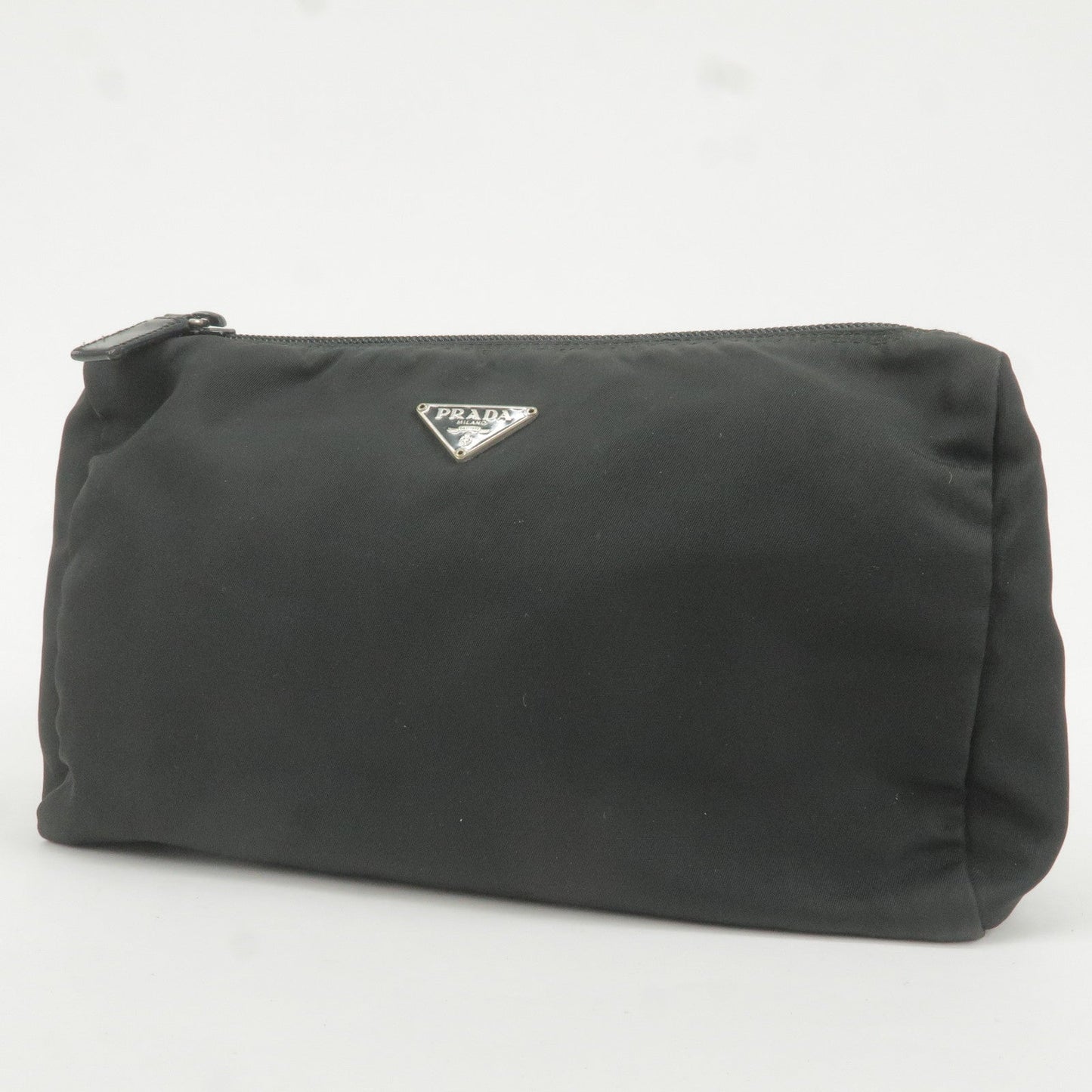 Prada Set of 3 Logo Nylon Cosmetic Pouch Clutch Bag NERO Black