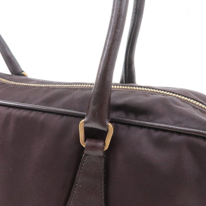 Prada Nylon Leather Hand Bag Shoulder Bag Brown BL0106