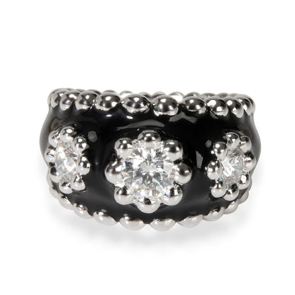 CHANEL Vintage Diamond & Enamel Cocktail Ring in 18kt White Gold 0.9 CTW