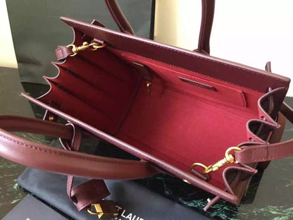 Yves Saint Laurent Baby Sac De Jour Bag In Burgundy Leather