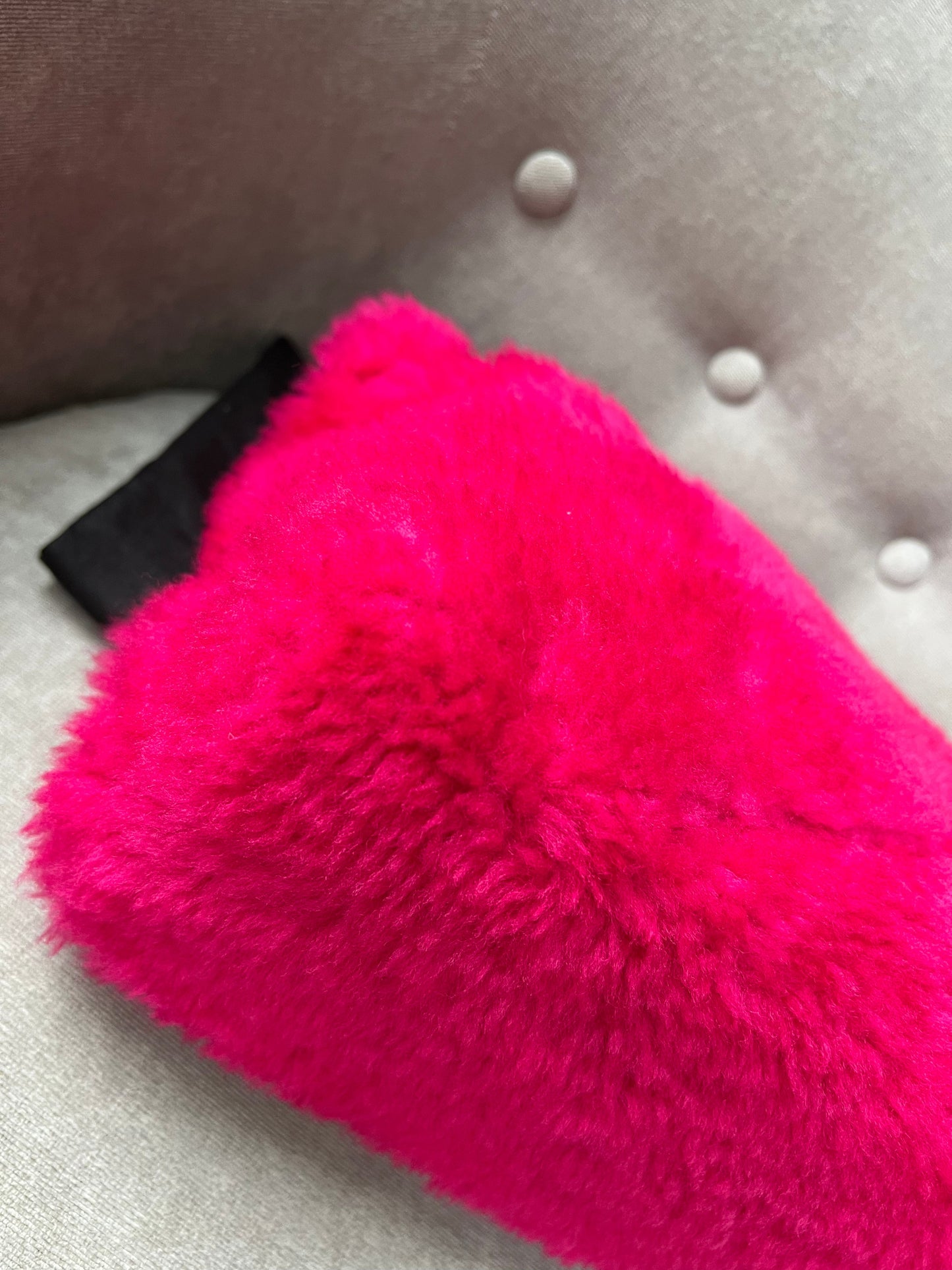 Yves Saint Laurent (YSL) Small Puffer in Pink Shearling with Silver Hardware