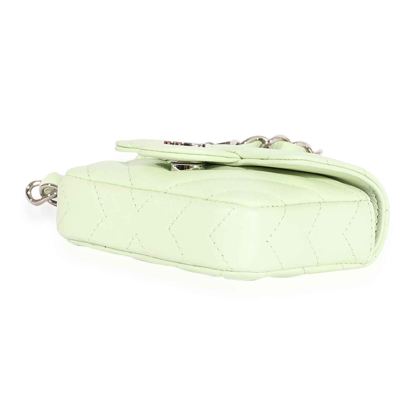 CHANEL Light Green Chevron Quilted Flap Belt Bag