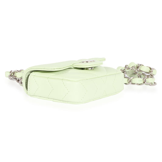 CHANEL Light Green Chevron Quilted Flap Belt Bag