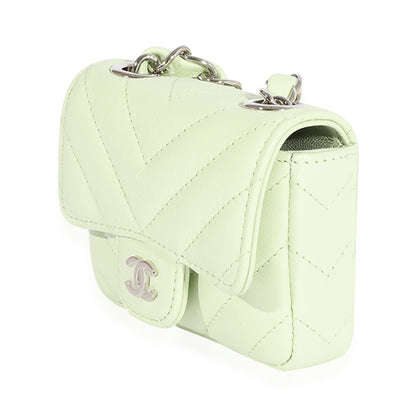 CHANEL Light Green Chevron Quilted Flap Belt Bag