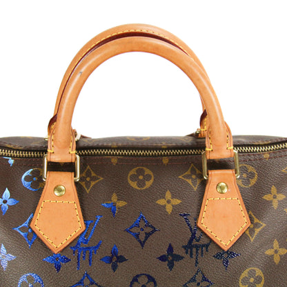 Upcycled Louis Vuitton Speedy 30 Monogram Canvas - Blue Specter