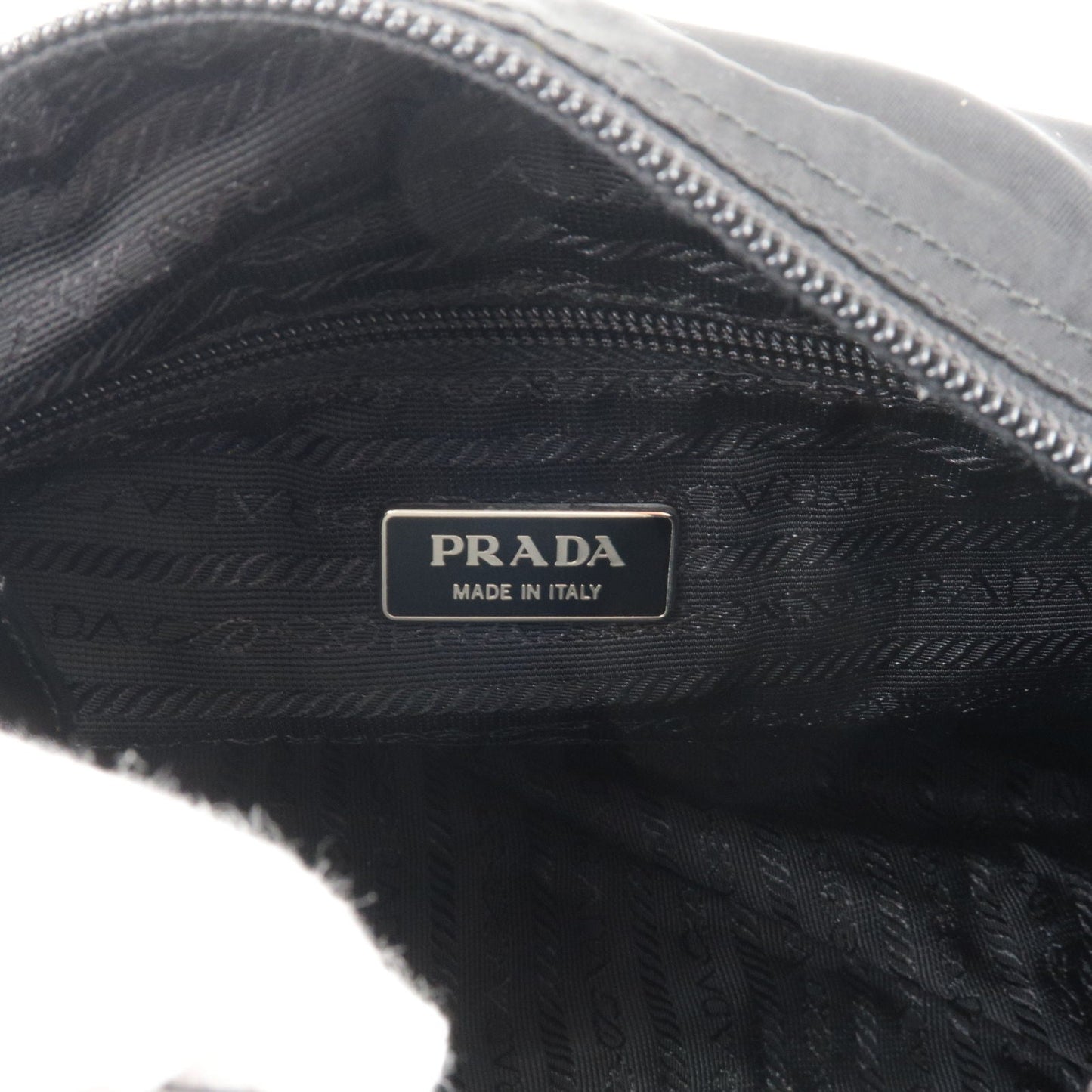 Prada Logo Nylon Leather shoulder Bag Black Noir B8994X