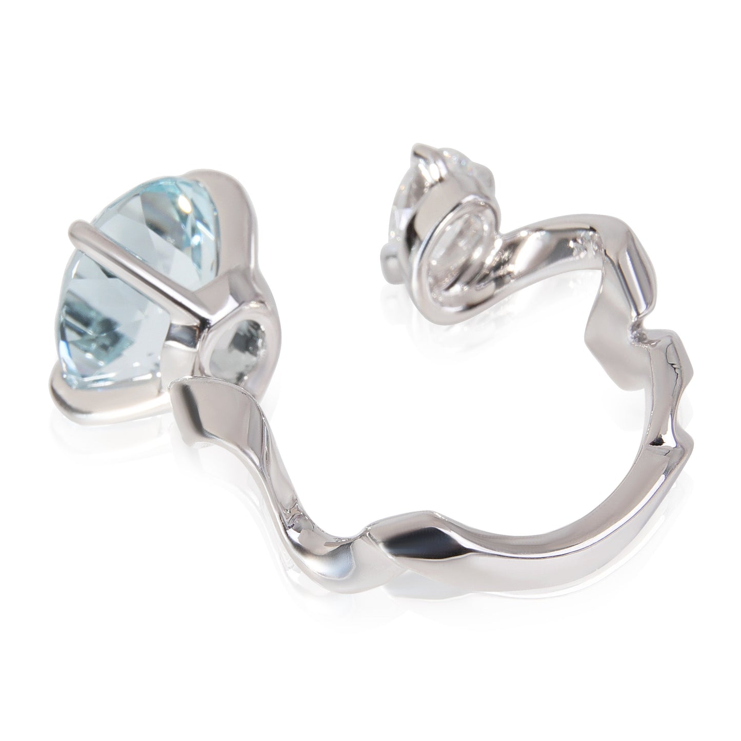 DIOR ama Precieuse Diamond Aquamarine Ring in 18k White Gold D VS1 0.33 CTW