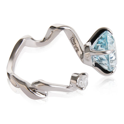 DIOR ama Precieuse Diamond Aquamarine Ring in 18k White Gold D VS1 0.33 CTW