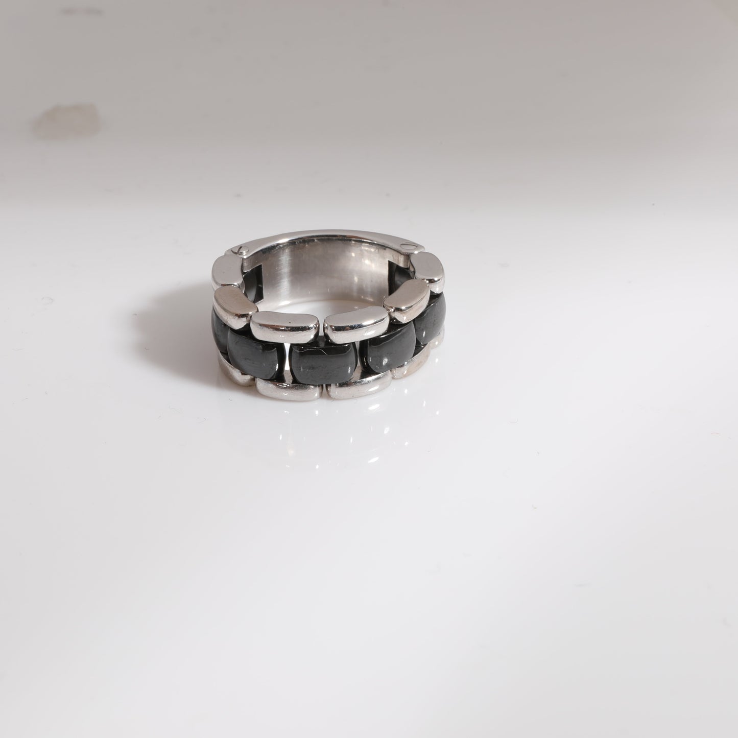 CHANEL Vintage Lorenz Baumer Ultra Ring in 18K White Gold & Black Ceramic