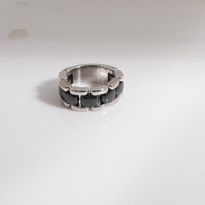 CHANEL Vintage Lorenz Baumer Ultra Ring in 18K White Gold & Black Ceramic