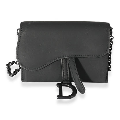 CHRISTIAN DIOR Black Ultra Matte Calfskin Saddle Belt Pouch