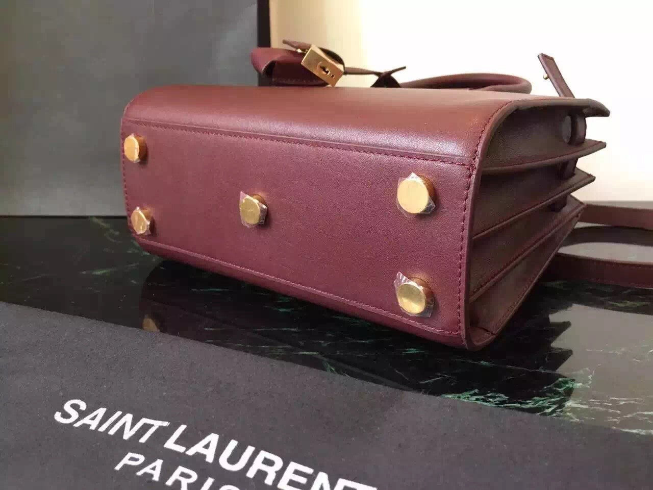 Yves Saint Laurent Nano Sac De Jour Bag In Burgundy Leather