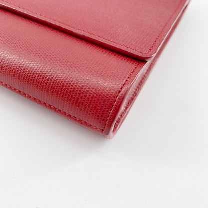 Yves Saint Laurent Red Textured Leather Y-ligne Clutch