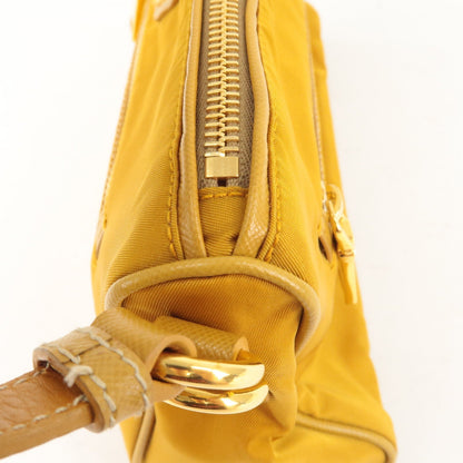 Prada Logo Nylon Leather Shoulder Bag Mustard Yellow BN1834