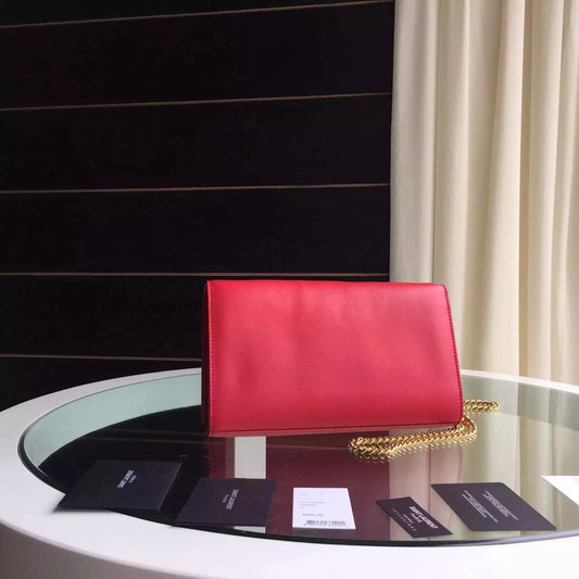 Yves Saint Laurent Medium Monogram Satchel In Red Leather