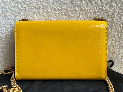 Yves Saint Laurent (YSL) Small Kate Yellow Patent with Gold Hardware